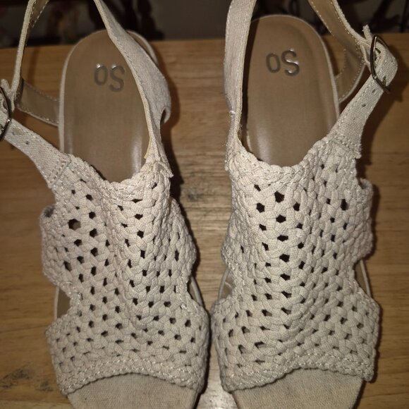 SO Women's Wedge Platform Beige Sandal Size 9 - Picture 5 of 6